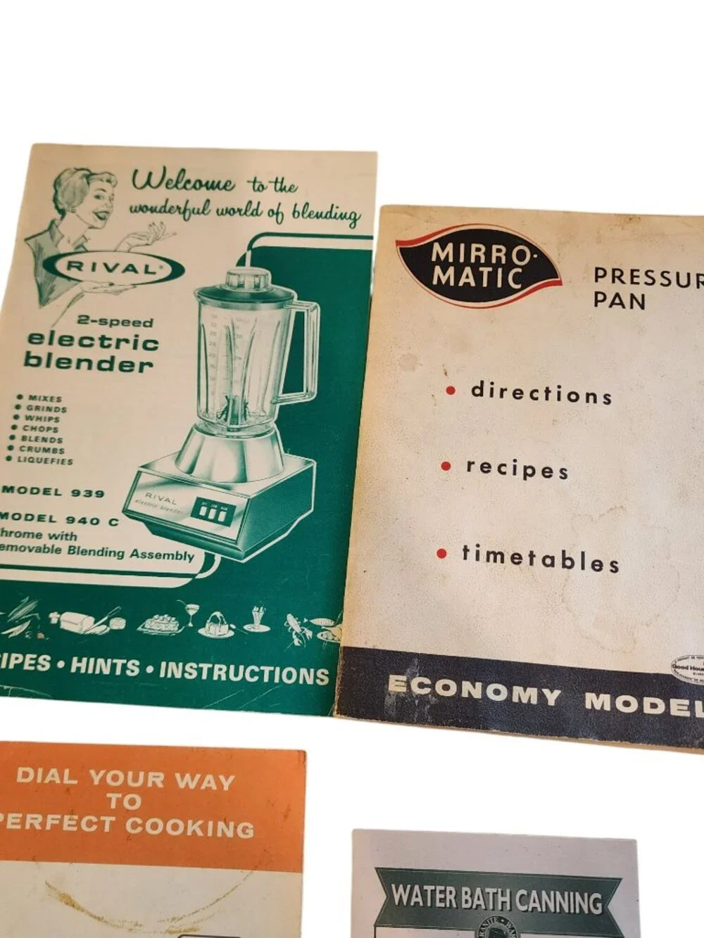 Vintage 1960 assortment Cookbooks Preto Mirro Philco rival